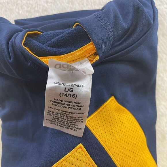 Large Women’s Adidas Hoodie Navy Blue with Gold Stitched Lettering and Logo - Picture 10 of 12